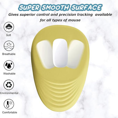 Ergonomic Mouse Pad Wrist Support, Yellow Mouse Pad with Wrist Rest, Foam Massage Design & Non-Slip PU Base MousePads for Pain Relief, Desk, Office, Home