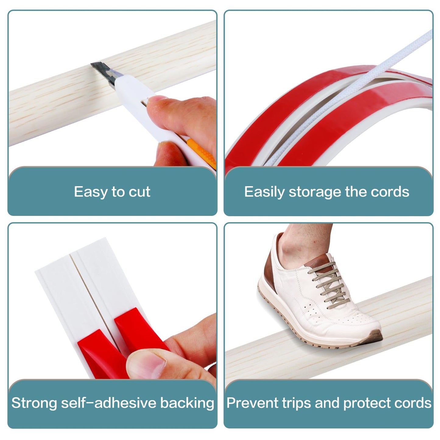 LSGCQ Floor Cord Cover Self Adhesive Cord Hider Floor Cable Management