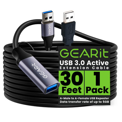 GEARit Active USB 3.0 Extension Cable 20 Ft, USB A Male to Female Extender