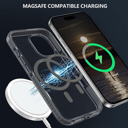 BELTRON Belt Case for iPhone 16, Slim Protective Transparent Case & Rotating Belt Clip Holster Combo (Compatible with MagSafe)