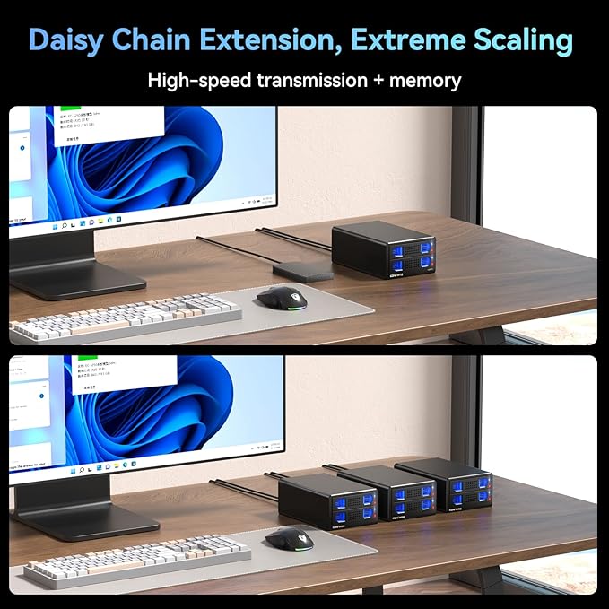 Aluminum Dual Bay 10Gbps Hard Drive Enclosure with Cooling Fan for 2.5“/3.5" SATA HDD/SSD with USB A/C 3.2 Gen 2, Support Hot Swappable, Daisy Chain Expansion, Tool-Free, DAS(NO RAID/NAS)