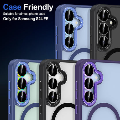 Avocase for Samsung Galaxy S24 FE Camera Lens Protector, Individual Metal Ring Tempered Glass Lens Cover, [Strong Adsorption] Scratch Resistant Ultra-Thin HD Clear Lens Cover, 1 Set-Colorful Ring
