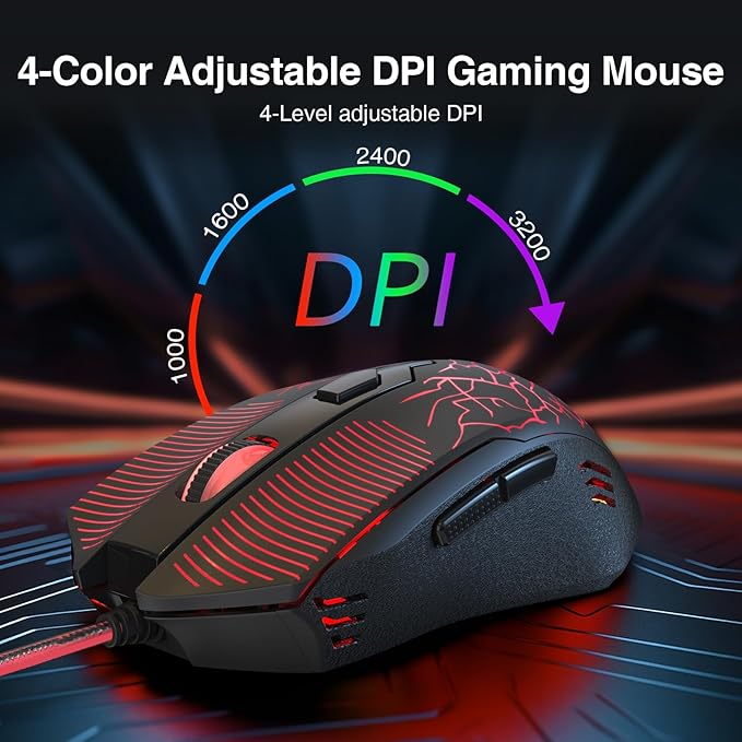 Redragon S107 Gaming Keyboard and Mouse, RGB Gaming Keyboard and 3200 DPI Mouse Combo with Large Mouse Pad, 25-Key Anti-Ghosting, Mechanical Feeling Keyboard, Plug & Play to PC, Laptop