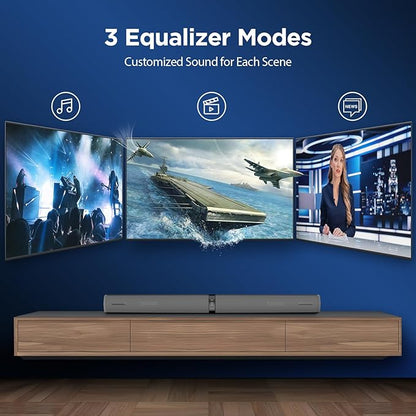 Sound Bar for Smart TV,90W Soundbar with Bluetooth/ARC/Optical/AUX Connect, Auto Volume Boost, 3 Customizable Equalizer Modes, 2 in 1 Detachable Soundbar for TV/PC/Gaming/Projectors
