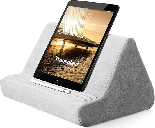 BZVV Tablet Pillow Stand with Pocket,Adjustable 3 Viewing Angle,Lazy Holder for Bed Sofa,Compatible with iPads Tablets eReaders Smartphones Books Magazines