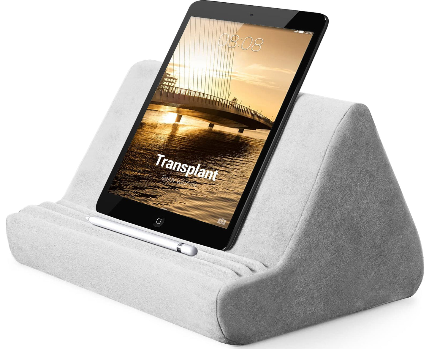 BZVV Tablet Pillow Stand with Pocket,Adjustable 3 Viewing Angle,Lazy Holder for Bed Sofa,Compatible with iPads Tablets eReaders Smartphones Books Magazines