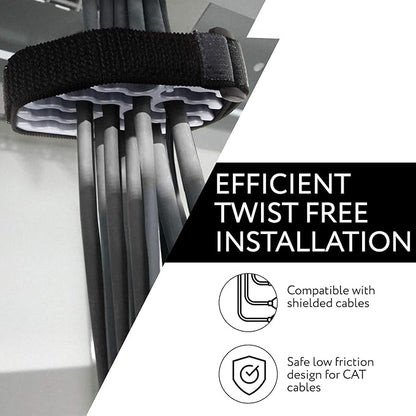 IMPRESA Cable Comb Organizer Kit - Includes 6 Straps & 6 Inserts - Cable Management Tool for Cat6a & Ethernet Wires - Neat Wire Organizer for Home or Network Setup