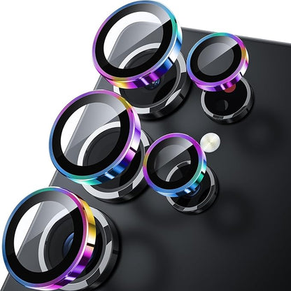 WSKEN for Samsung Galaxy S25 Ultra Camera Lens Protector - Ultra Thin Case Friendly, 9H Shatterproof Tempered Glass with Aluminum Metal Circle Camera Screen Protector Cover Accessories, Colorful