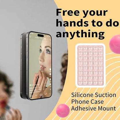 Double Sided Octo Buddy Suction Cup Phone Mount - Silicone Sticky Phone Grip with Higher Suction Power for Effortless Hands-Free Selfies & Videos, Octo Buddies Suction Phone case Suction Grip（pink）