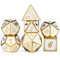 DNDND Metal Dice Set D&D, 7 die Metallic Polyhedral Dice Set with Gift Metal Box and Gold Number for DND Dungeons and Dragons Role Playing Games (Black and Gold)