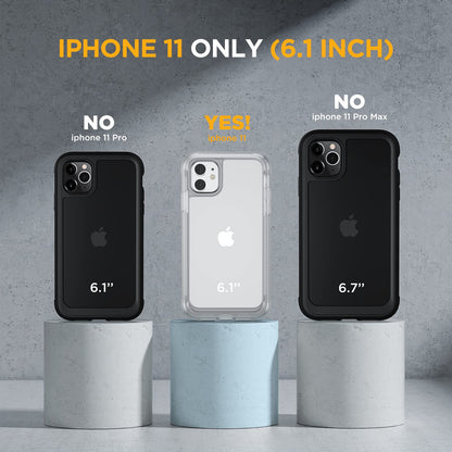 Miracase Glass Series for iPhone 11 Case 6.1 inch, Upgraded Full-Body Rugged Phone Bumper Case Cover with Built-in 9H Tempered Glass Screen Protector and Camera Protector, Matte Clear