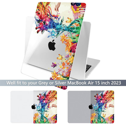 Batianda Premium Case for New MacBook Air 15 inch with M5 M4 M3 M2 Chip 2026 2025 2024 2023 Release, Designed Ultra-Slim Hardshell & Keyboard Cover & Screen Protector 4-in-1 Bundle, Colorful Deer