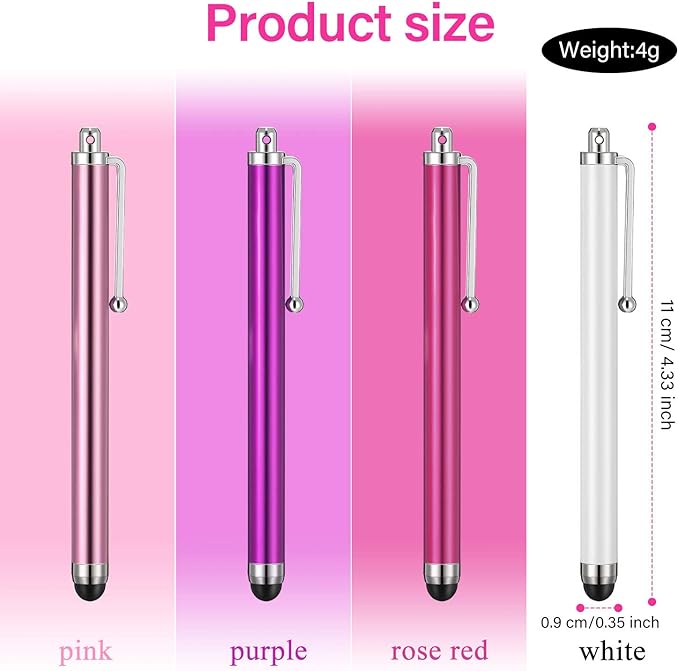 Outus 36 Pcs Stylus Pen for Universal Capacitive Touch Screens Devices, Stylus Pen Compatible with Tablet for Classroom Travel Olders Friendly(Pink, Purple, Rose Red, White)