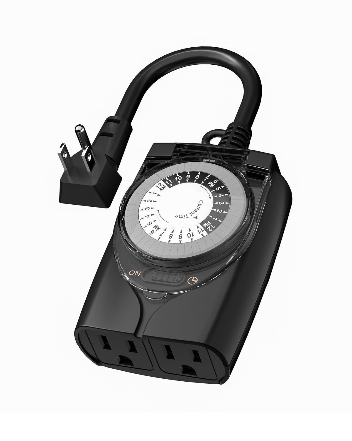 HBN Outdoor Timer Outlet Waterproof, 24 Hour Mechanical Light Timers for Electrical Outlets Outdoor Weatherproof, 2 Grounded Outlets for Christmas Lights, Holiday Decorations, 15A 1/2HP