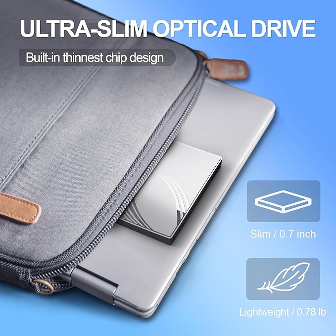 External CD/DVD Drive for Laptop, Ultra Slim CD Burner USB 3.0 Hub with 4 USB Ports, 2 TF/SD Card Slots,1 Type-C Port,DVD Player for Laptop Compatible with mac OS/Windows/Linux (Silver)