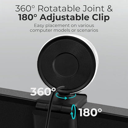 2K Webcam for PC with Microphone & Light & Privacy Cover, Web Camera for Desktop Computer/Laptop/Monitor/Mac, USB Streaming Camera for Zoom/Skype/Teams/Video Calling/Studying and Conference