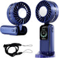 Blows Cold Air Portable Handheld Fan with Stand & Lanyard, 5000mAh USB-C Rechargeable Battery, 12H/5-Speed LED Display Mini Fan for Travel Beach Cruise Concerts Outdoor Events(Blue)