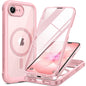 Miracase for iPhone 17e Case & iPhone 16e Case, Full-Body Phone with Built-in Glass Screen Protector, [Magnetic with MagSafe] Military Drop Proof 17 E/ 16 E Cover Bumper 6.1 inch, Pink