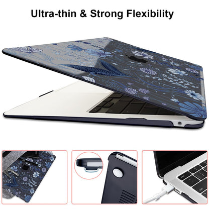 LCMOCICO for 2018 2019 2020 2021 MacBook Air 13 Inch Case M1 A2337 A2179 A1932, Pattern Plastic Hard Shell Case Cover for MacBook Air 13.3 M1 with Retina Display & Touch ID, Wild Flowers Black