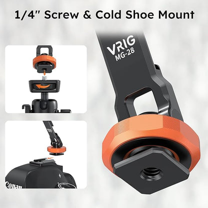 VRIG MG-28 Magnetic Phone Tripod Mount,1/4" Thread Cold Shoe 360° Rotation,for iPhone16 15 14 13 12 Pro All Series,Magnetic Ring Magsafe iPhone Tripod Mount Adapter