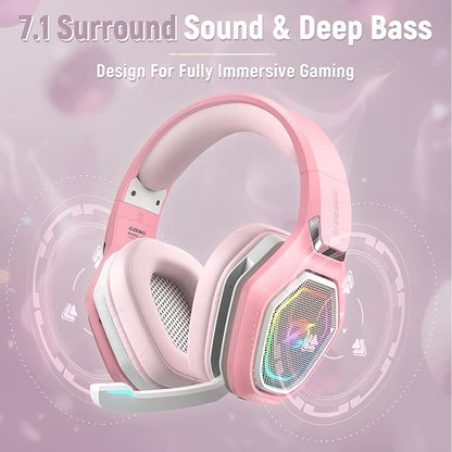 2.4GHz Gaming Headset Wireless with Flip Mic for Ps5, Ps4, PC, Gaming Headphones with USB-A & USB-C Transmitter, 40Hr Battery Bluetooth Headset for Laptop, Mobile, Mac