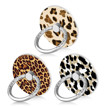 Bonoma Phone Ring Holder, 3 Pack Leopard Pattern Universal Finger Ring Stand Grip Kickstand Compatible with Smartphones and Tablets-Leopards