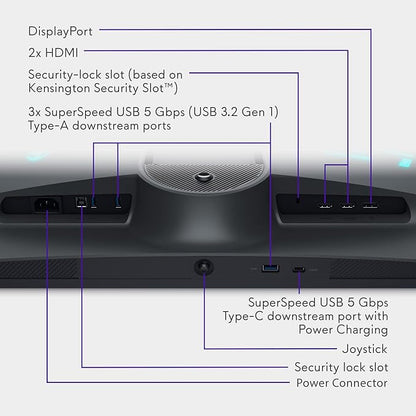 Alienware 27 4K Dual-Resolution Gaming Monitor - AW2725QF - 4K at 180Hz and FHD at 360Hz, 0.5ms GTG 1ms GTG (Extreme Mode), VESA AdaptiveSync, NVIDIA G-SYNC Compatible, HDMI/DP/USB 3.2 Gen1 - Black