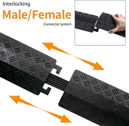 Small 3 Pack - Floor Cord Cover Cord Protector Drop Over Drop Trak Cable Ramp for Office Warehouse - Black