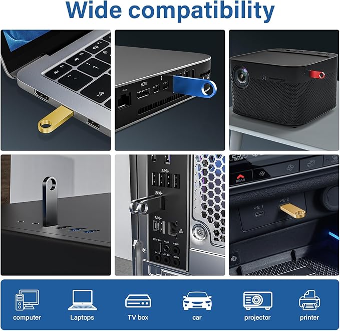 Customizable Flash Drives 8GB, Wooolken Personalized USB 2.0 Thumb Drives 10/20/50/100 Pack, Logo Pendrive Custom Memory Stick USB Engraved Logo (Metal)