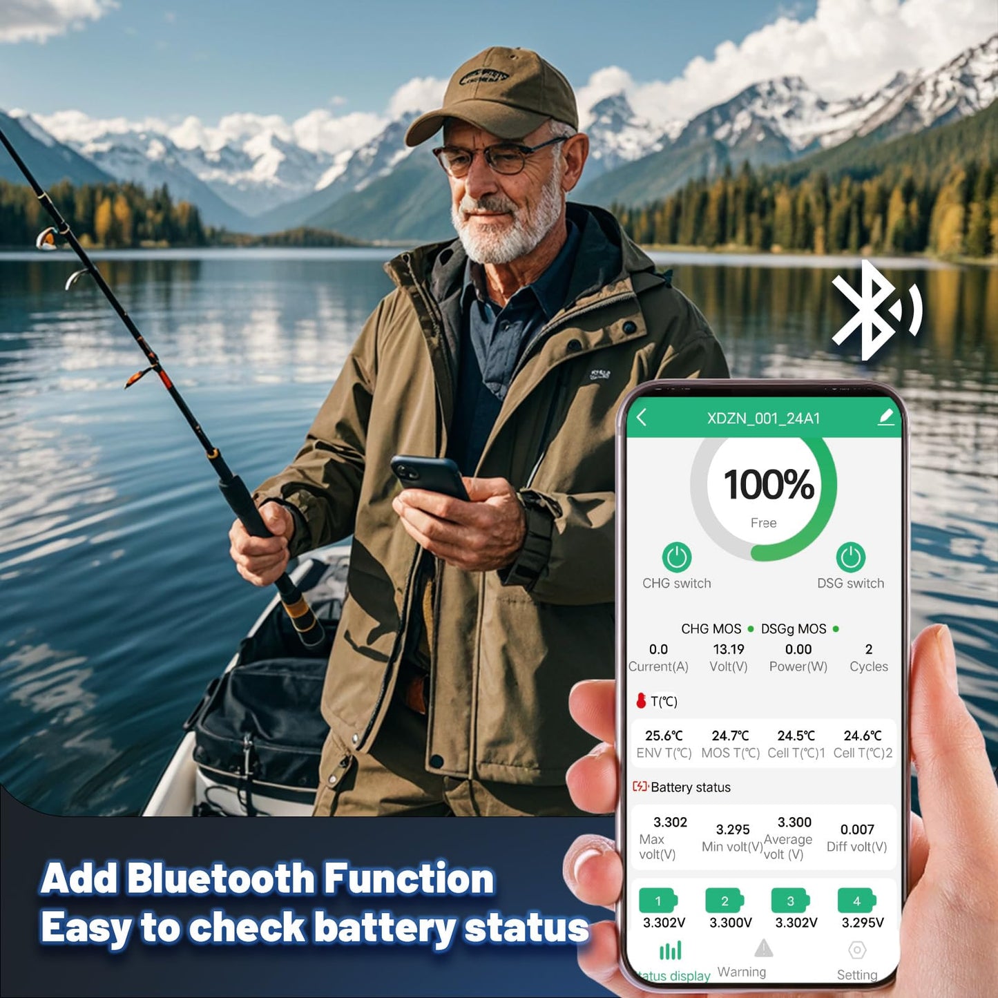 WattCycle 12V 100Ah LiFePO4 Battery, Group 24 Lightweight Lithium Battery with 120A Smart BMS, IP67 Waterproof, Bluetooth Monitoring Battery for RV, Boat, Solar, Off-Grid Backup Power