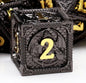 Haxtec Metal DND Dice Set Black Gold Metal D&D Dice with Fire-Breathing Dragon Elements & Leather Dice Bag Polyhedral Dice Compatible with Dungeons and Dragons TTRPG Gifts