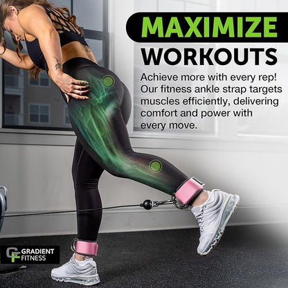 Gradient Fitness Ankle Straps (2 Pack) | Ankle Strap for Cable Machine, Ankle Bands for Working Out, Cable Ankle Strap
