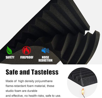 JBER 48 Pack Charcoal Acoustic Panels Studio Foam Wedges Fireproof Soundproof Padding Wall Panels 2.5 X 30 X 30cm/1" X 12" X 12"