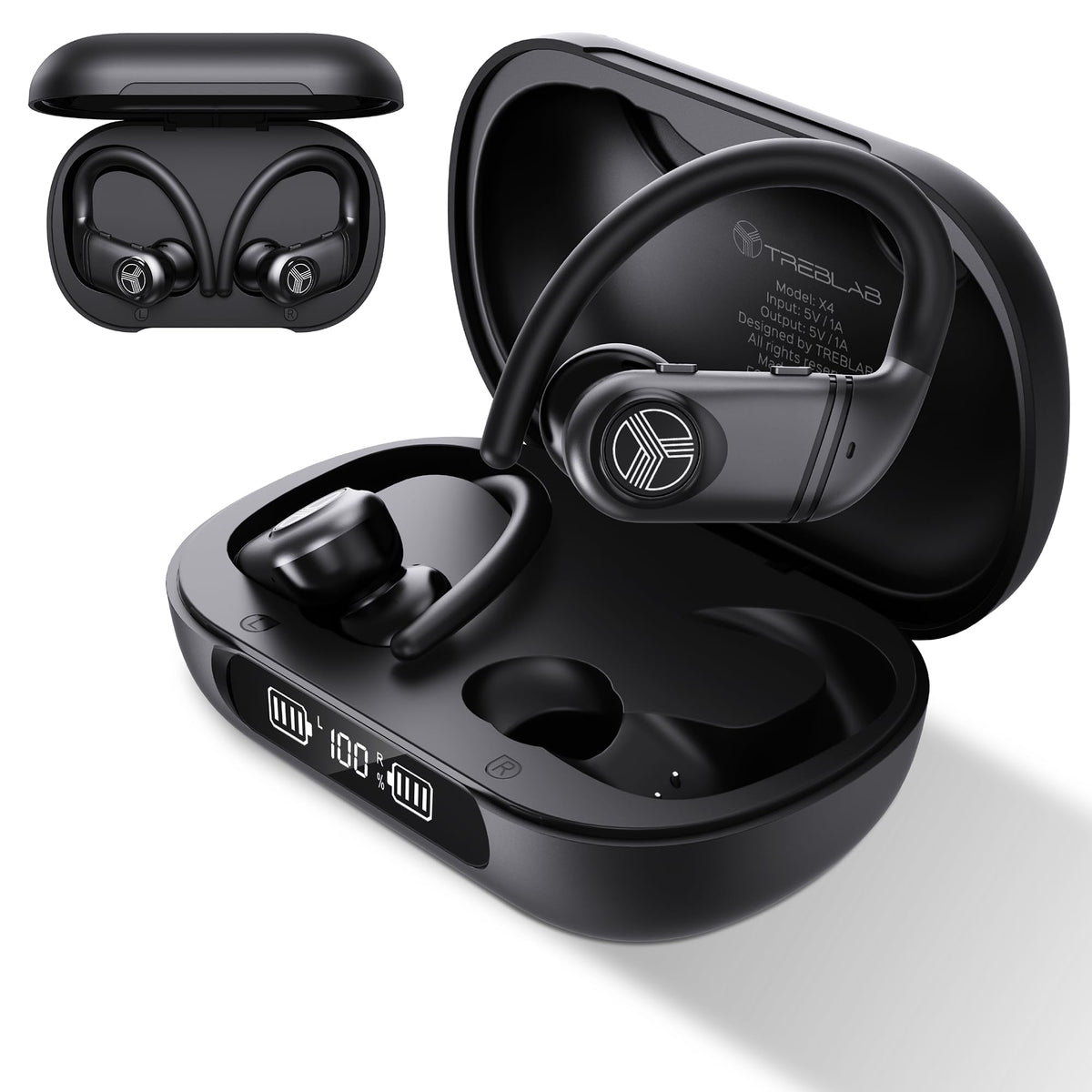 TREBLAB X4 Over the Ear Earbuds Wireless Bluetooth, 11H, IPX5
