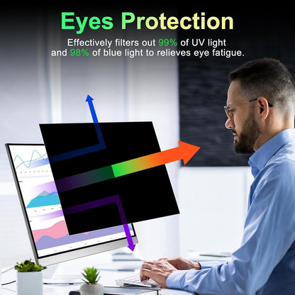 Easges [2 Pack] 24 Inch Computer Privacy Screen Filter for 16:9 Aspect Ratio, Eye Protection, Anti-Glare, Anti-Blue Light Computer Monitor Privacy Filter, Removable Anti-Scratch 24in Protector Film