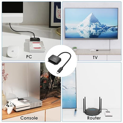 WAVLINK SATA to USB Type-C Hard Drive Cable, 5Gbps USB C to Sata Cable Support UASP, External Hard Drive SATA I/II/III Connector 2.5" SSD/HDD and 3.5" HDD up to 20TB, Power Adapter Included