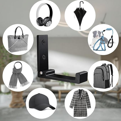 OHIYO Folding Coat Hooks 6pcs Foldable Hook Wall Mounted for Hanging Coat, Jacket, Towel Heavy Duty Wall Hooks Aluminum Alloy Fold up Hooks Headphones Holder Bearing Load 33lb (Black)
