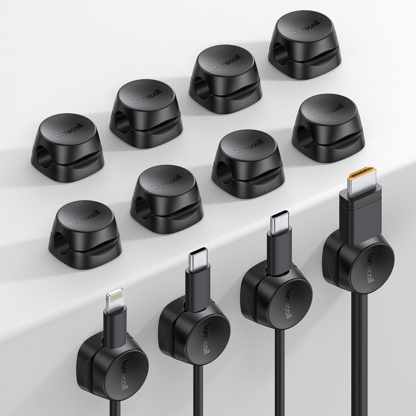 Lamicall 12 Pack Spring Cord Organizer Clips, Cable Management for Desk