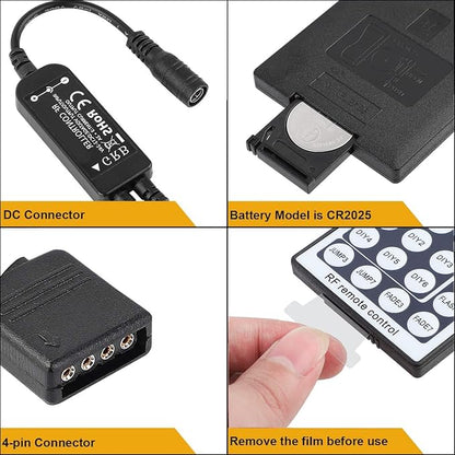SUPERNIGHT RGB Light Strip Remote Controller, RF Remote of 2-in-1 4 Pin Dimming, Brightness Flash Mode Dimmer for SMD 5050 2835 3528 LED Strip Lights (RF- 2 Ports)