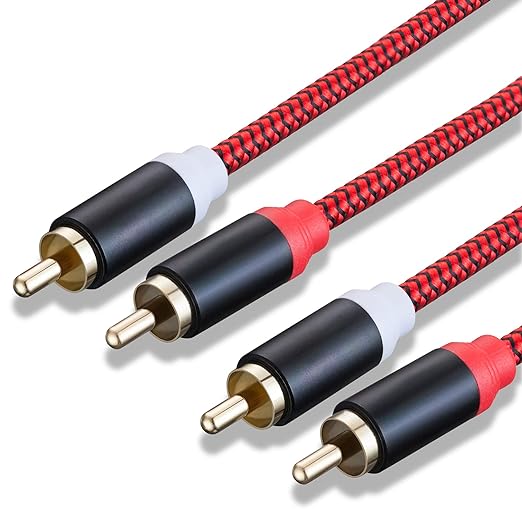 RCA Cable 25Ft,2Rca Male to 2-Rca Male Audio Stereo Subwoofer Cable [Hi-Fi Sound] Nylon-Braided Auxiliary Audio Cord for Home Theater, HDTV, Amplifiers, Hi-Fi Systems,Speakers and etc(25Ft/8M)