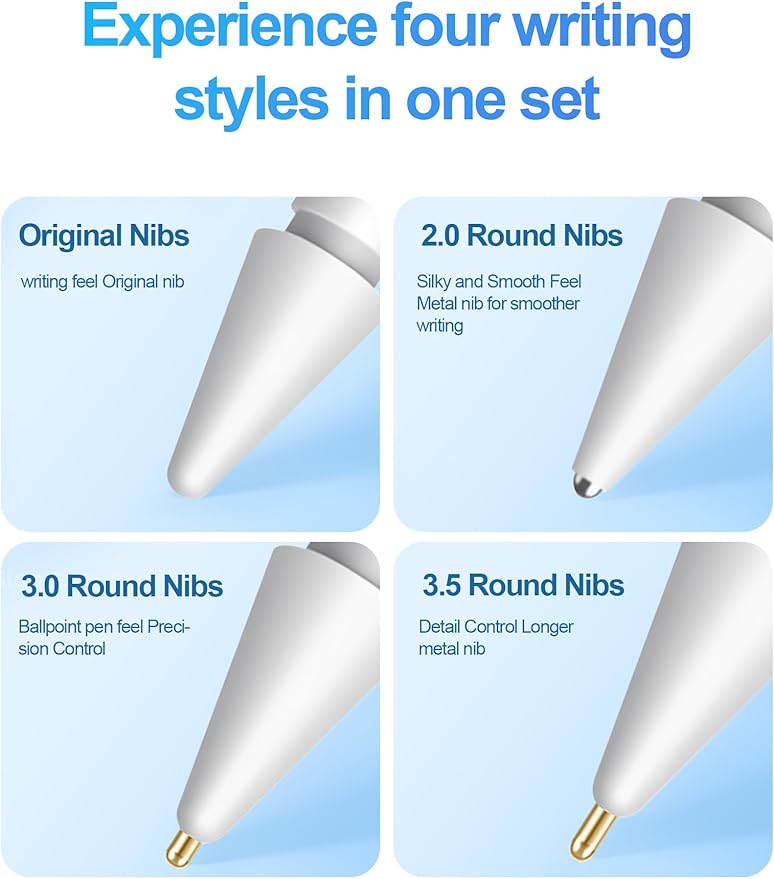Replacement Tips for Apple Pencil Accessories - 8 Pack Mix Replacement Pencil Tips for Apple Pencil 2nd/ 1st Gen/USB-C/Pencil Pro
