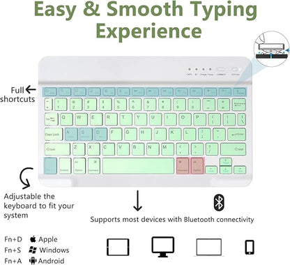 MMK iPad A16 Case (2025, 11"), iPad 10th Generation Case with Keyboard (2022, 10.9"), Wireless Detachable Keyboard, Pencil Holder (Green)