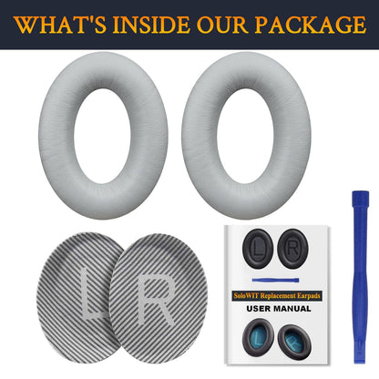 SoloWIT Earpads for Bose QC35, QC35 ii, QC45 - Silver