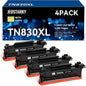 Compatible TN830XL TN830 Toner Replacement for Brother TN830XL TN830/XL/V Toner Work with HL-L2460DW HL-L2405W HL-L2400D HL-L2480DW MFC-L2820DW XL MFC-L2900DW DCP-L2640DW Printer (4 Black)