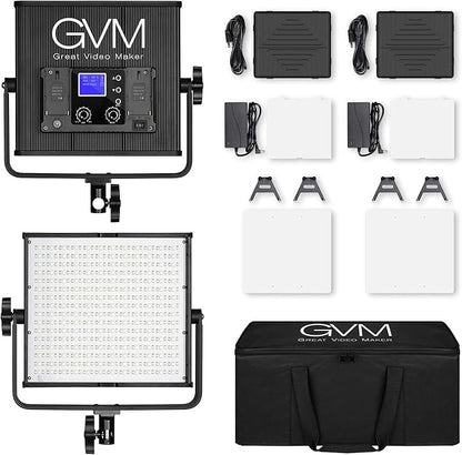 GVM 50RS RGB LED Video Light, 50W Video Lighting Kit with APP Control, 360°Full Color Led Panel Light for Gaming, Streaming, Youtube, Webex, Broadcasting, Web Conference, Aluminum Alloy Shell, CRI 97