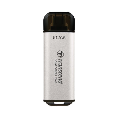 Transcend ESD300 512GB External SSD, Up to 1,050MB/s, Type C USB Drive for iPhone17,16,15, iPad&Mac/Pixel10/Tesla/Steam Deck/ROG Ally/MSI Claw/Android/PS5, Smart TV, USB 3.2 Gen2 Portable SSD- Silver