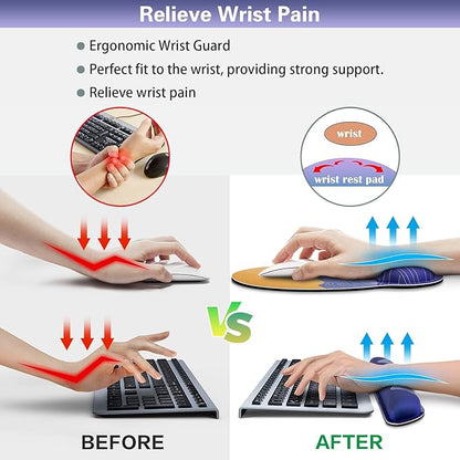 Ergonomic Keyboard Wrist Rest, Mouse Pad with Wrist Rest Anime, Cat Gaming Mousepad with Wrist Support, Memory Foam Wrist Rest Set for Computer Keyboard, Funny Cute Office Desk Accessories