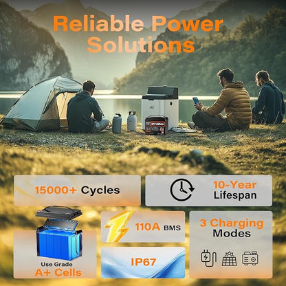 12V 100Ah LiFePO4 Battery MAX PLUS 4 Pack - 110A BMS with Low Temp Cutoff | 15000+ Deep Cycles for RV Solar Marine Trolling Motor | Off-Grid Backup Power Rechargeable Lithium Iron Phosphate Battery