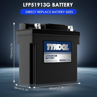 51913/51814 LiFePO4 Lithium Motorcycle Battery, 420CCA,Digital Readout, Fits for BMW motorcycle,R1200RT, K1200LT, R80GS; Champion Generator, Dual Fuel Generator, Lawn Mower Battery
