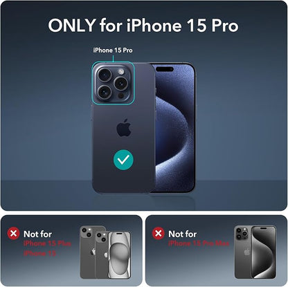 ESR 3+1 Pack for iPhone 15 Pro Screen Protector, [9H Hardness] [Military Grade Shatterproof] Full Coverage Ultra-tough Tempered Glass Film with Easy Installation Frame, 1 Set of Camera Lens Protector